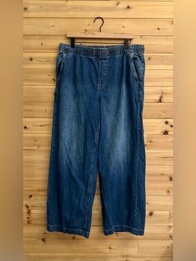 GAP 2025 Size Large High Rise Pull On Wide Leg Denim Cotton Jeans